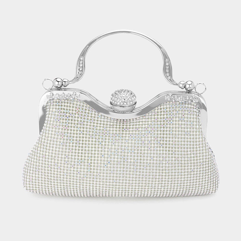 New Gorgeous Silver Bling Studded Evening Clutch Bag